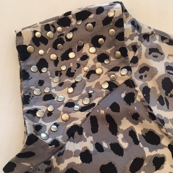 Allen B Blouse w/Stud Details - Cheetah Print - Picture 2 of 5